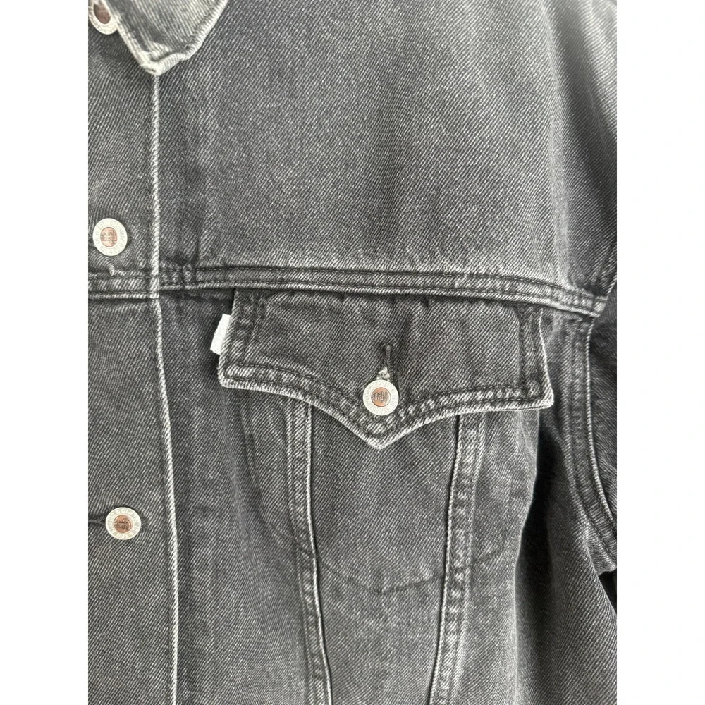 VTG 90s Levis SilverTab Mens Loose Fit Denim Trucker Jacket Washed Black XL